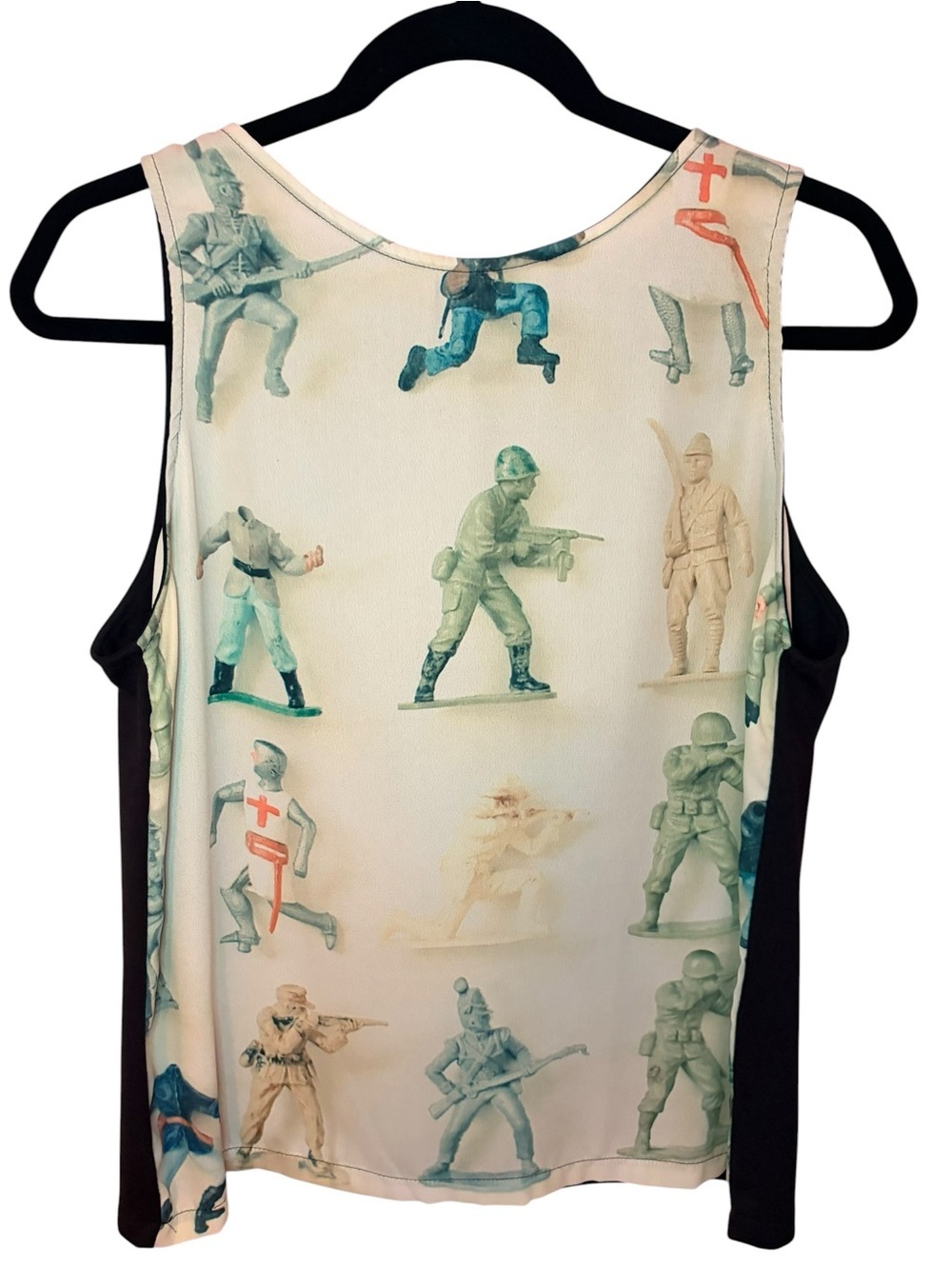 Redbubble Cream Tank Top with Green and Blue Toy Soldier Print